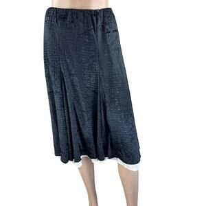 Tomboy Design Kansas City Black Velour Elastic Waist Godet A-Line Skirt Size S